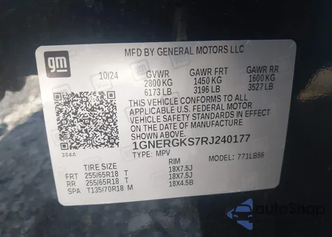 2024 Chevrolet Traverse Fwd Lt from USA, damaged, VIN 1GNERGKS7RJ240177